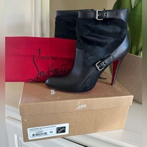 Black calf hair Louboutin Canassone bootie 100mm
